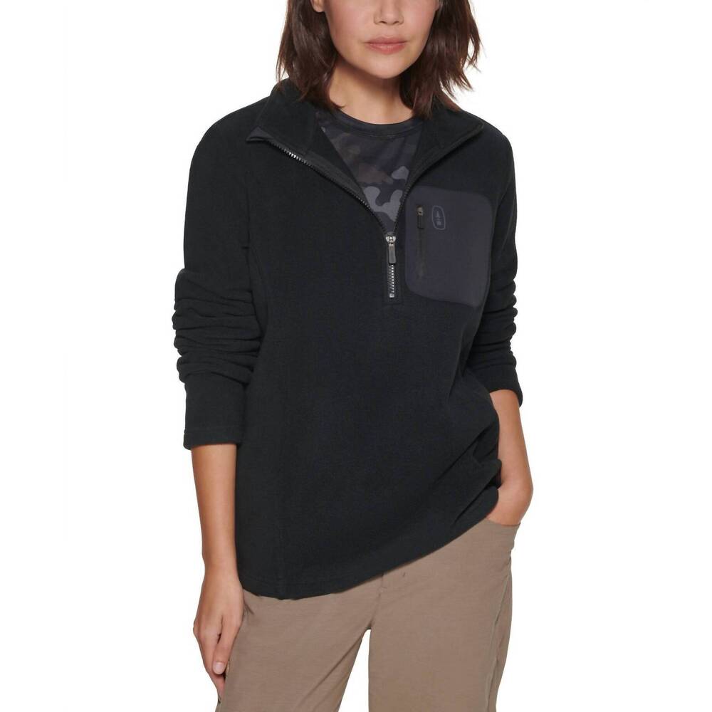 NEW BASS OUTDOOR highline trail half zip fleece jacket in black